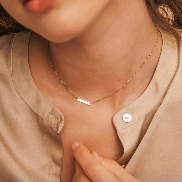 ⚜️𝟯𝟬%𝗢𝗙𝗙 𝗯𝘂𝗻𝗱𝗹𝗲𝘀 𝟯+⚜️ NEW Short Bar Classic Stainless Steel Necklace - Picture 3 of 12